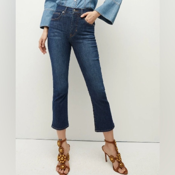 NWT VERONICA BEARD Carly Women’s Blue Crop Kick-flare-leg High Waist Jeans 25 - Picture 2 of 7